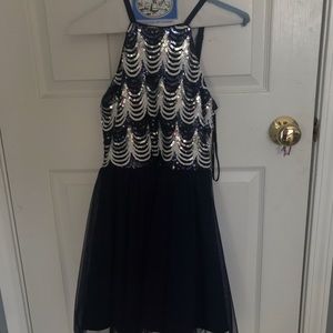 Navy blue and sequence homecoming dress